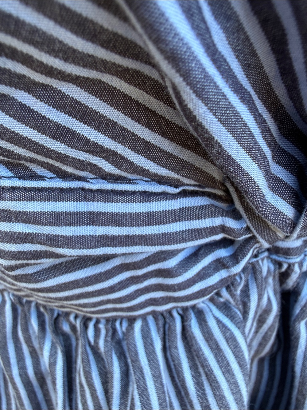 Striped V-Neck Maxi Dress with Puff Sleeves - Blue/White Med cotton - Picture 4 of 11